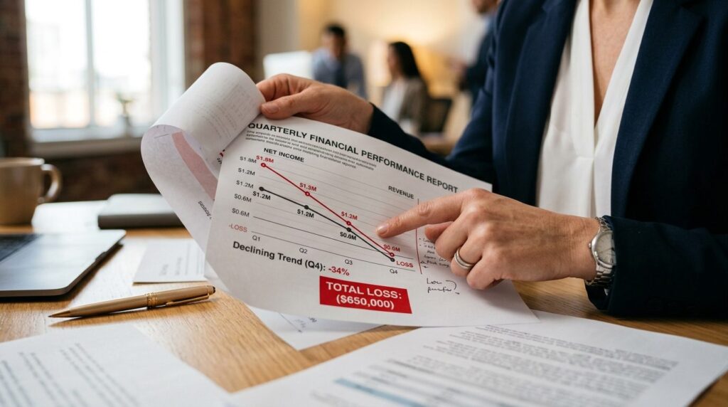 Close-up of business executives hands holding financial rep