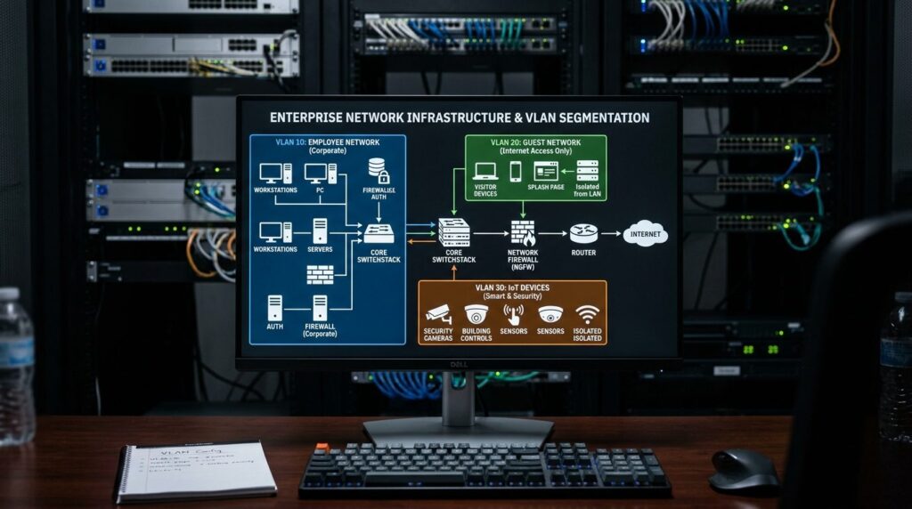 IT network infrastructure diagram visualization displayed on