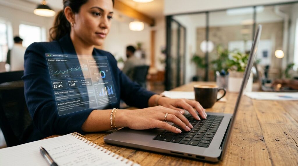 Close-up of a professional womans hands on laptop keyboard