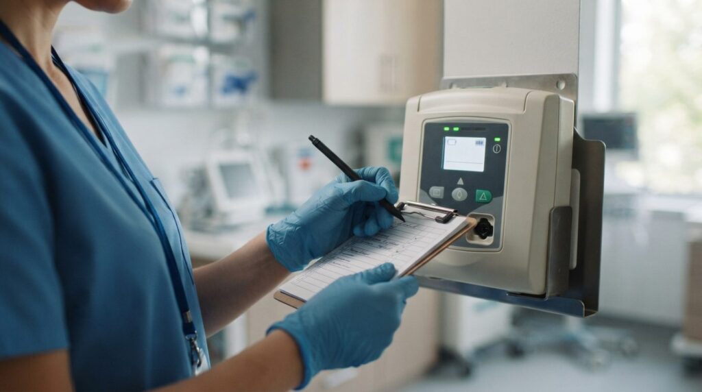 Close-up photograph of hands checking and documenting a defi