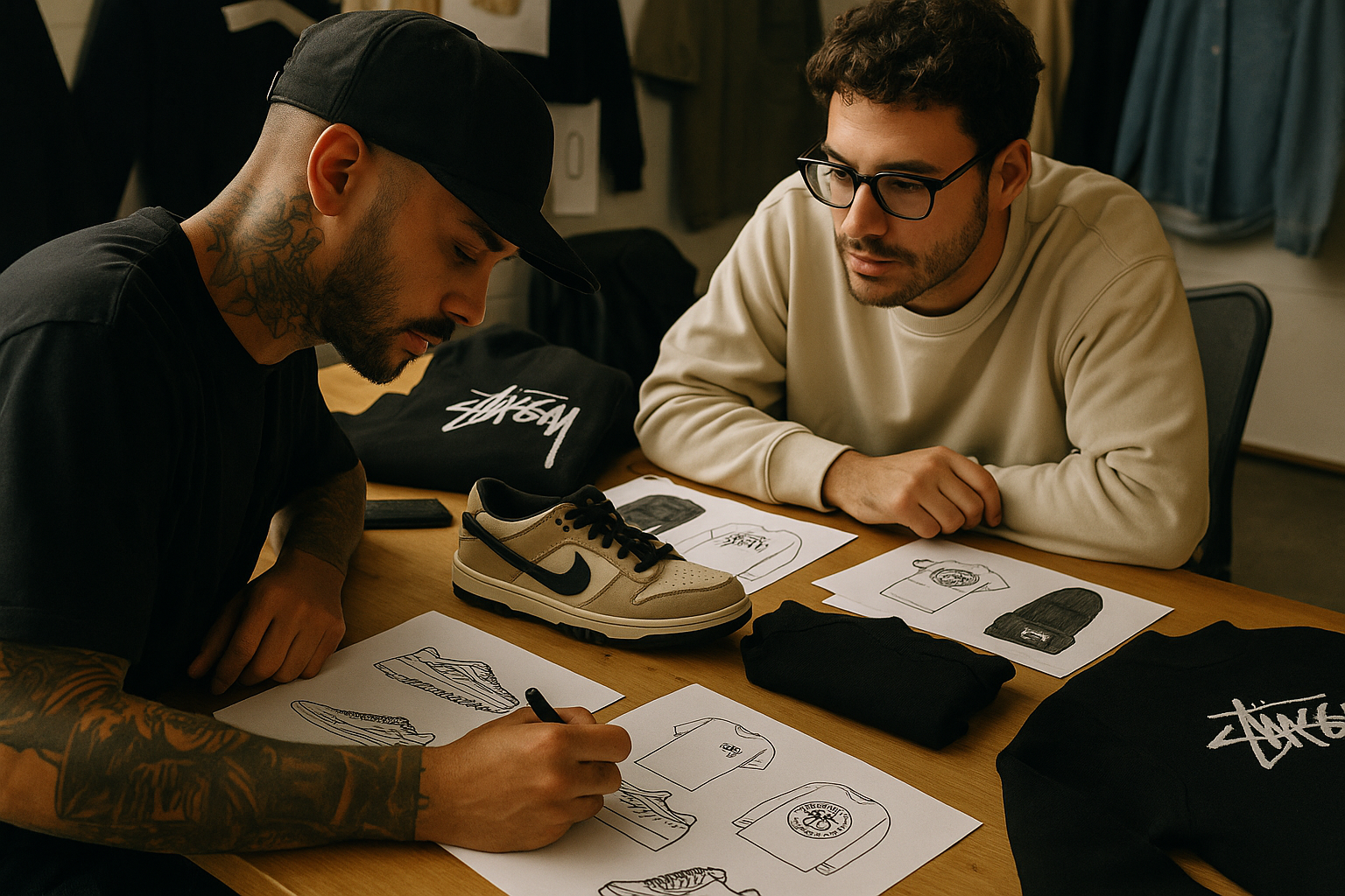 Stüssy samarbejder har gennem årene redefineret, hvordan man ser på mode, musik og kultur. Det er ikke bare kollektioner – det er tidsbilleder, hvor mode møder bevægelse.